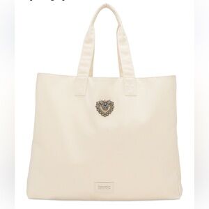 LARGE Dolce&Gabbana D&G Devotion Tote Shopper Travel Bag Cream Ivory NWT